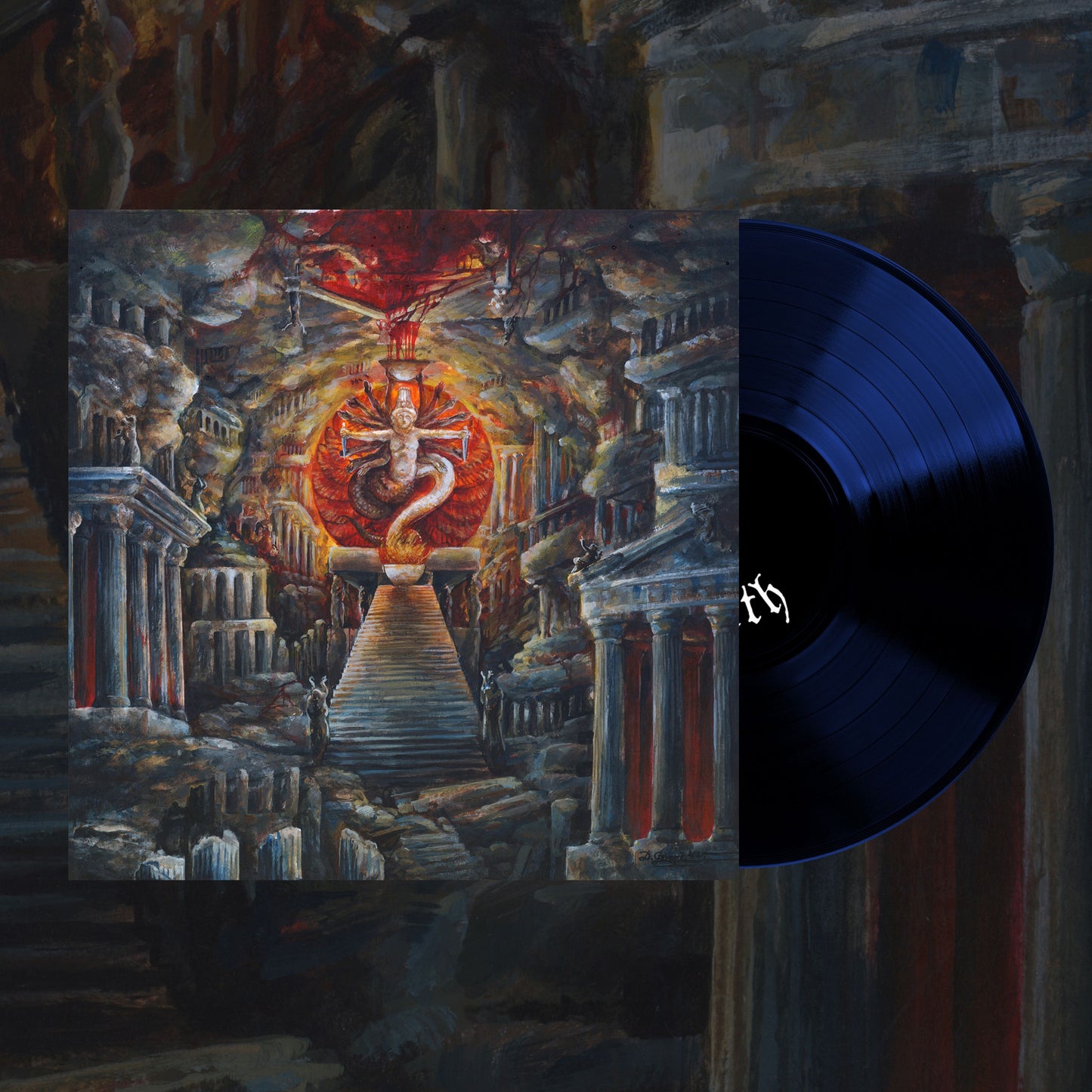 Ensanguinate "Death Saturnalia (with temples below) Blue Vinyl" Limited Edition 12"