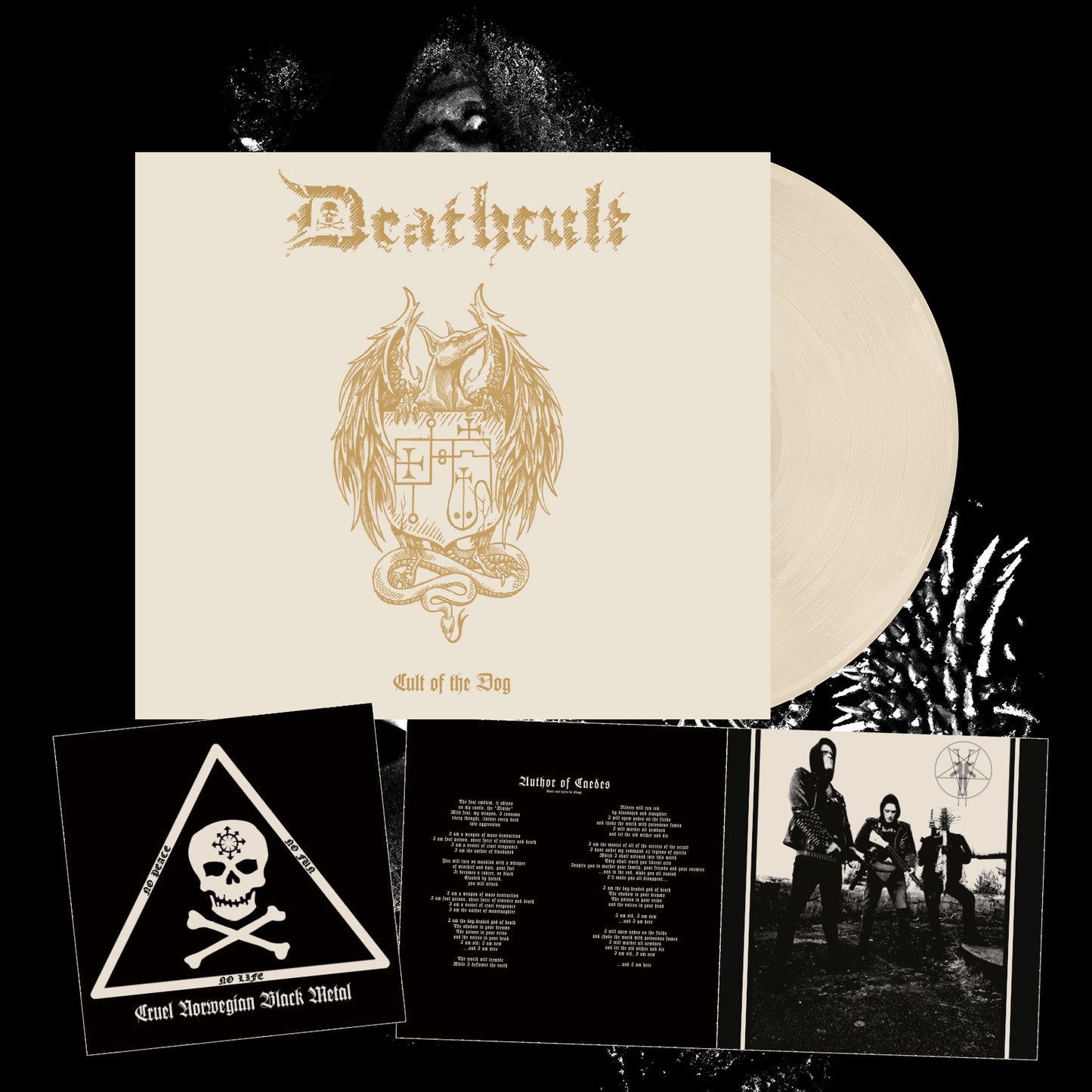 Deathcult "Cult of the Dog (Deluxe gatefold bone vinyl LP w/ gold hot foil print and 12 page booklet)" Limited Edition 12"